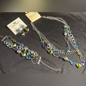 Kohl's Nine West Silver and Multicolor Necklace Set